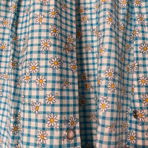 Moon Dance vintage smock flower blue pearl button size medium women’s - Picture 5 of 5
